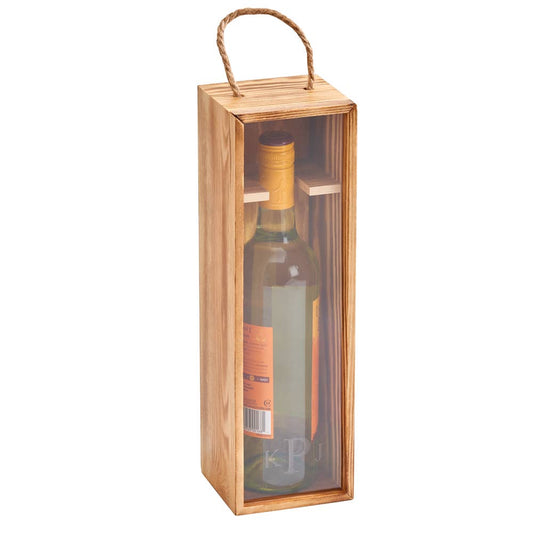 Light Wood Rope Handle Wine Box 13.75"H