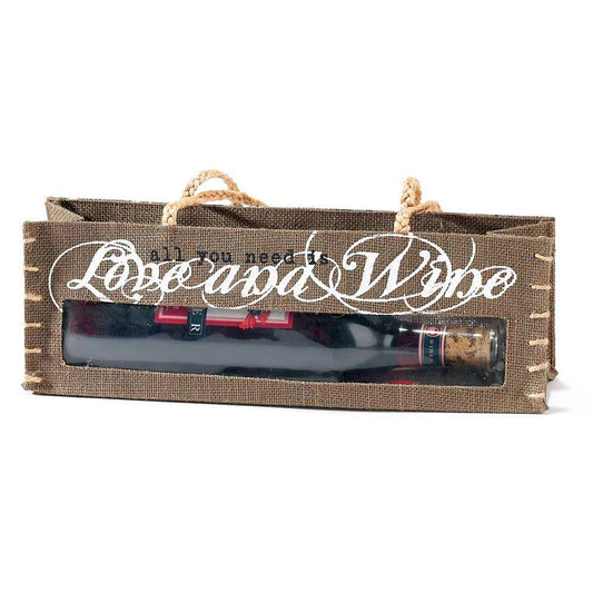 ALL YOU NEED IS LOVE AND WINE HORIZONTAL WINE BAG
